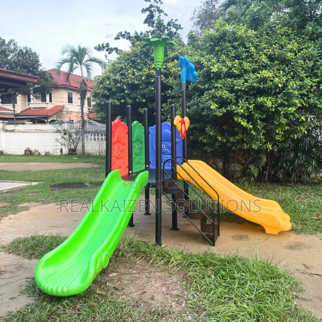 Kids Outdoor Playground Set With Dual Slides Climbing Platform