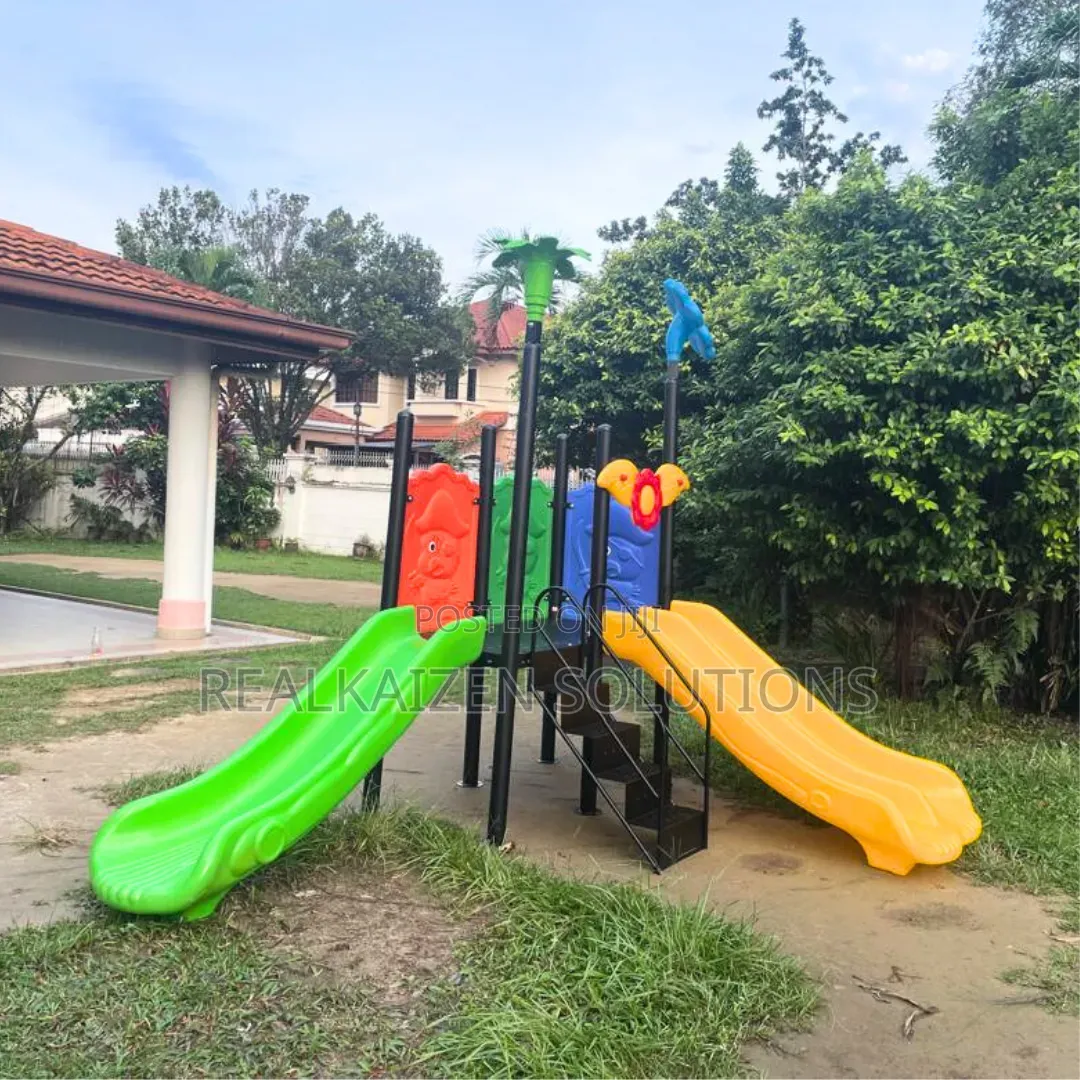 Kids Outdoor Playground Set With Dual Slides Climbing Platform