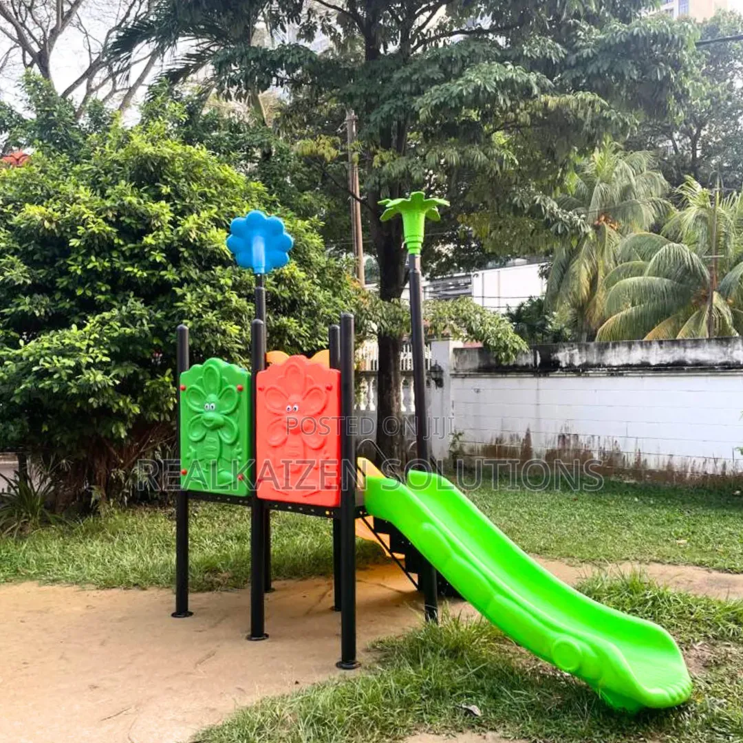 Kids Outdoor Playground Set With Dual Slides Climbing Platform