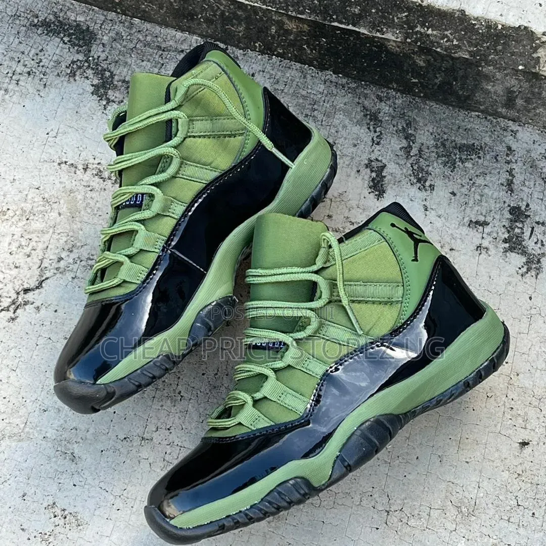 These Sneakers Are Pair of Nike Air Jordan 11 Retro in an Army Green