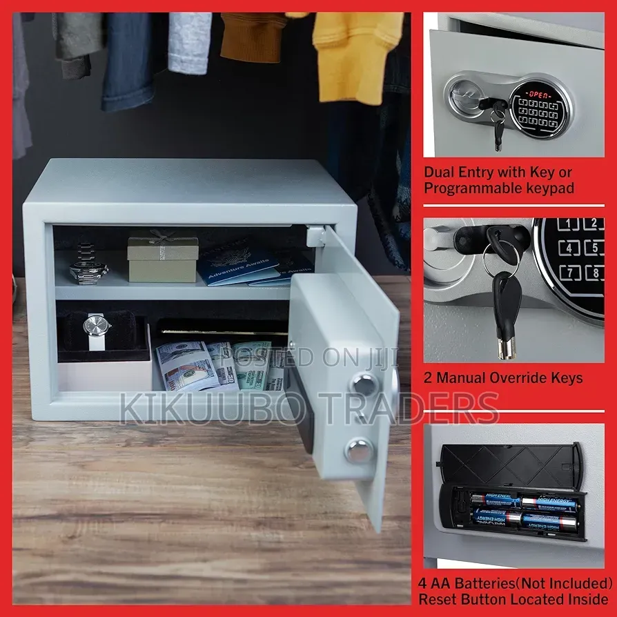 Electronic Digital Safe - Dual Entry Lock Box With 2 Override Keys