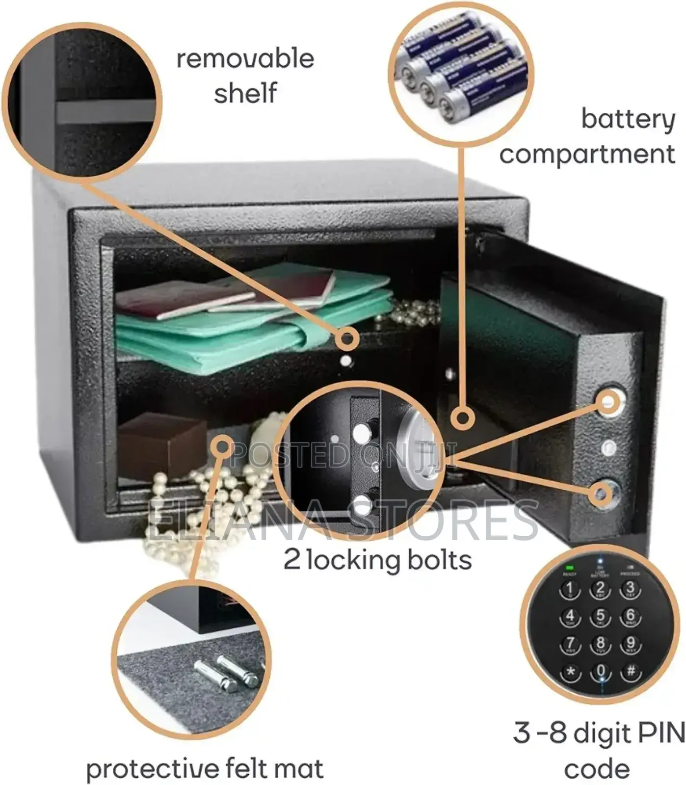 Electronic Safety Box for Money and Valuable Docs
