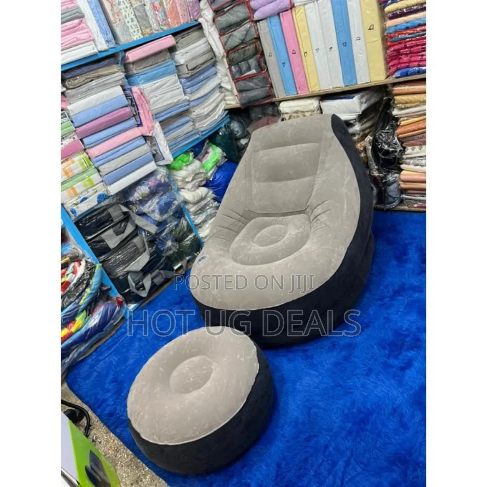 Inflatable Air Chaur With Footrest and Armrests With Electric Pump