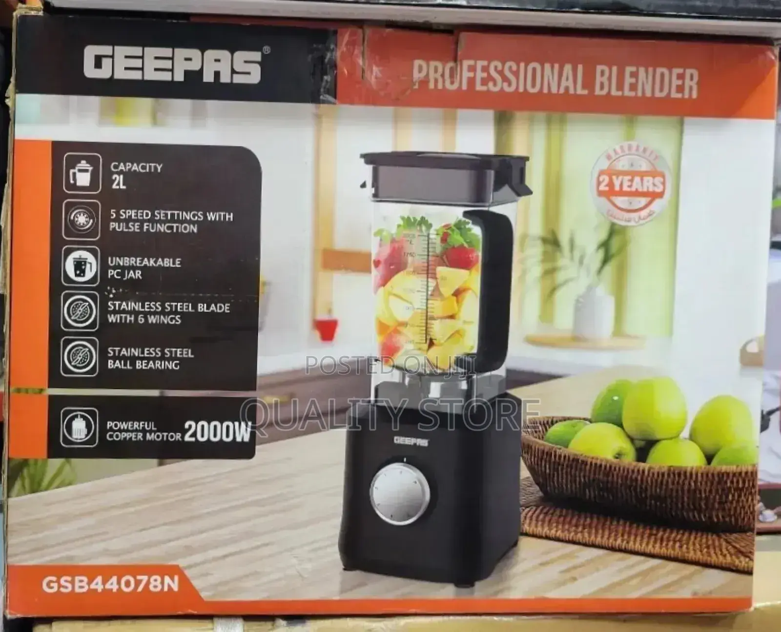 Geepas Commercial Electric Blender 2 L Gsb44078n