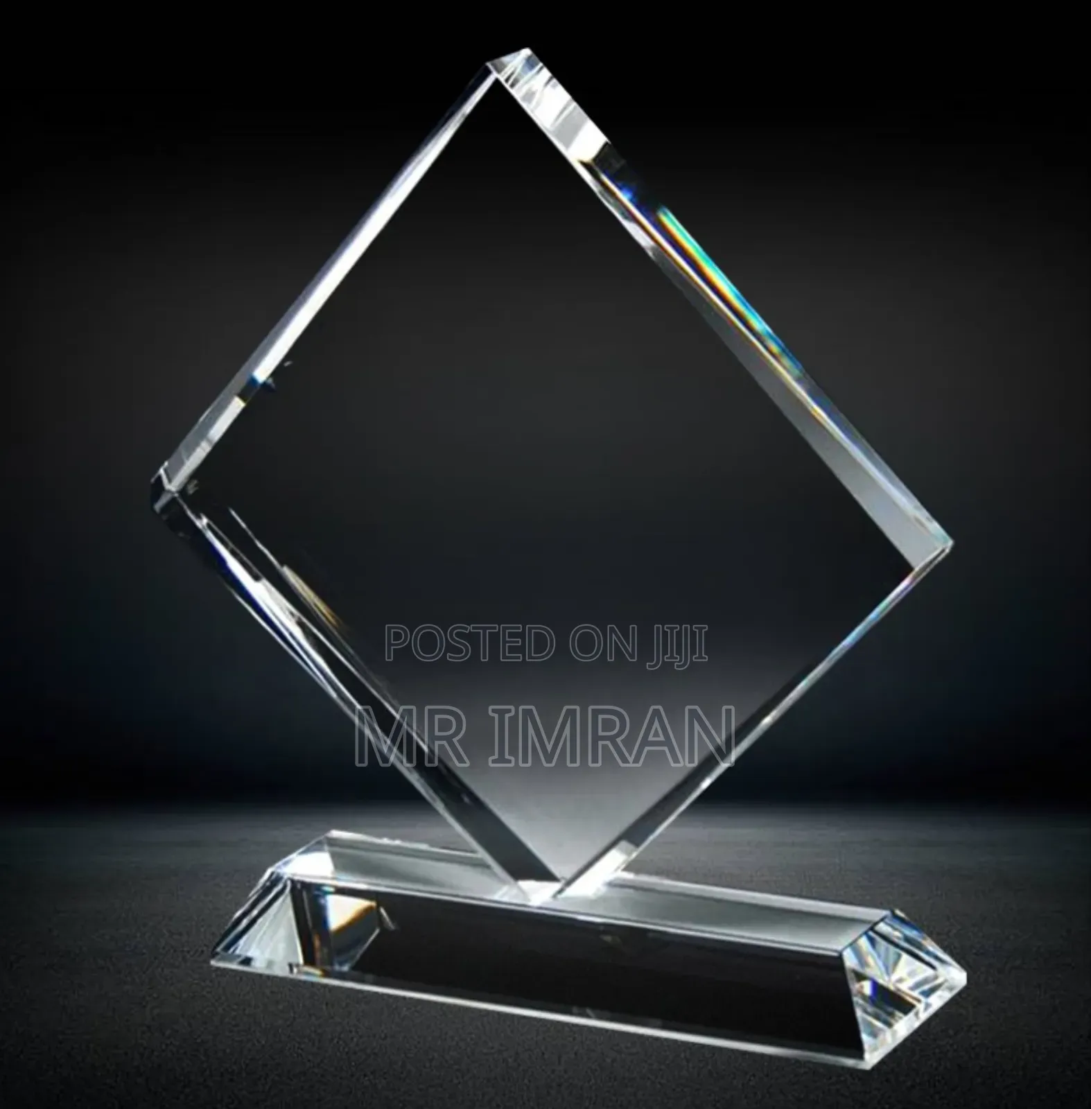 Blank Crystal Diamond-Shaped Plaque Award
