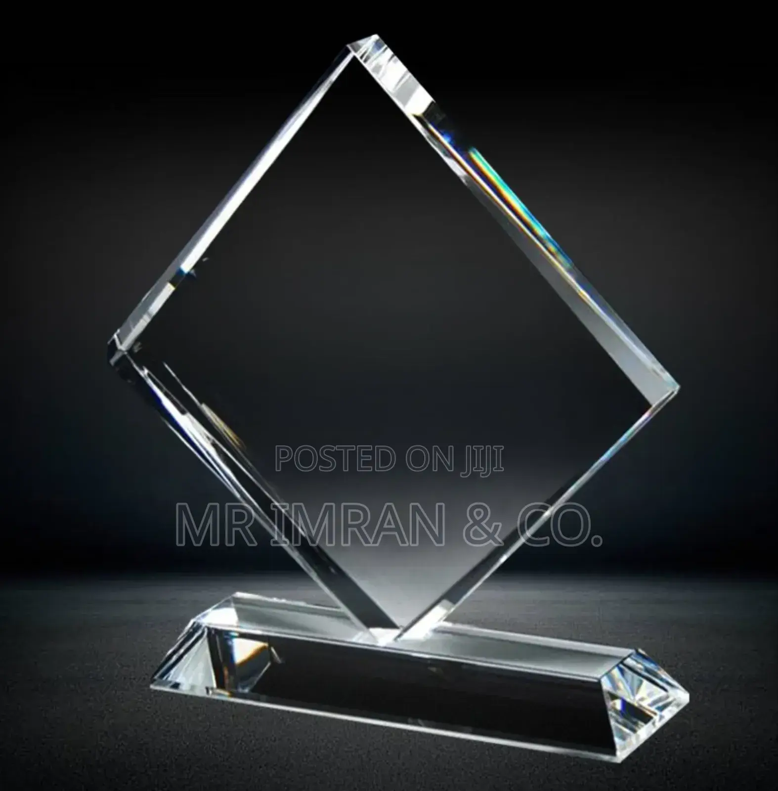 Blank Crystal Diamond-Shaped Plaque Award