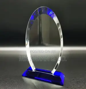 Oval Halo Glass Award or Blue Flare Crystal Award