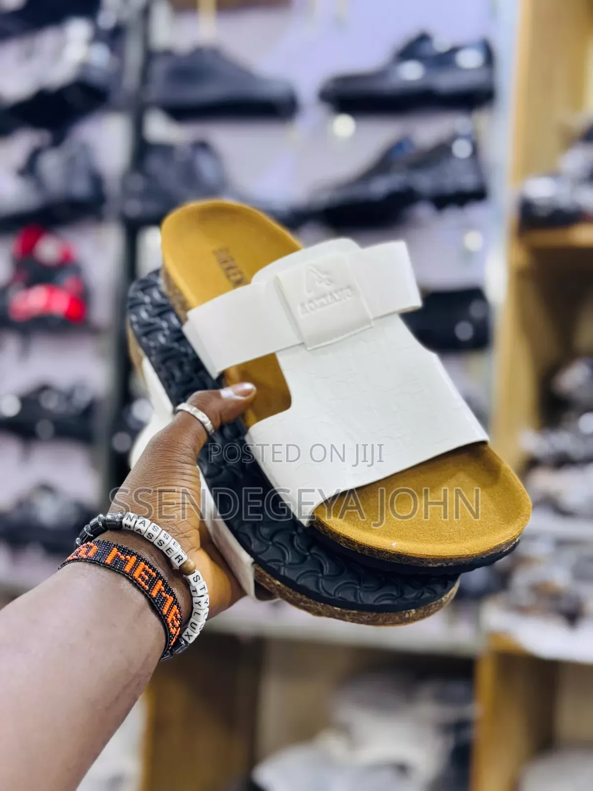 Pair of Men's Leather Slide Sandals