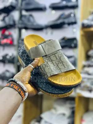 Pair of Men's Leather Slide Sandals