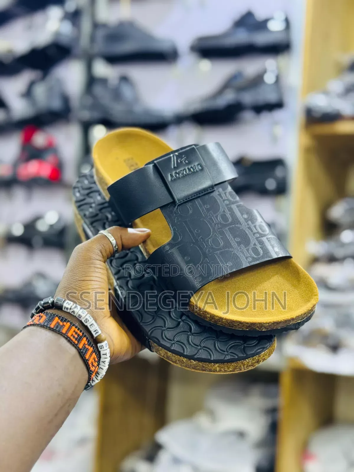 Pair of Men's Leather Slide Sandals