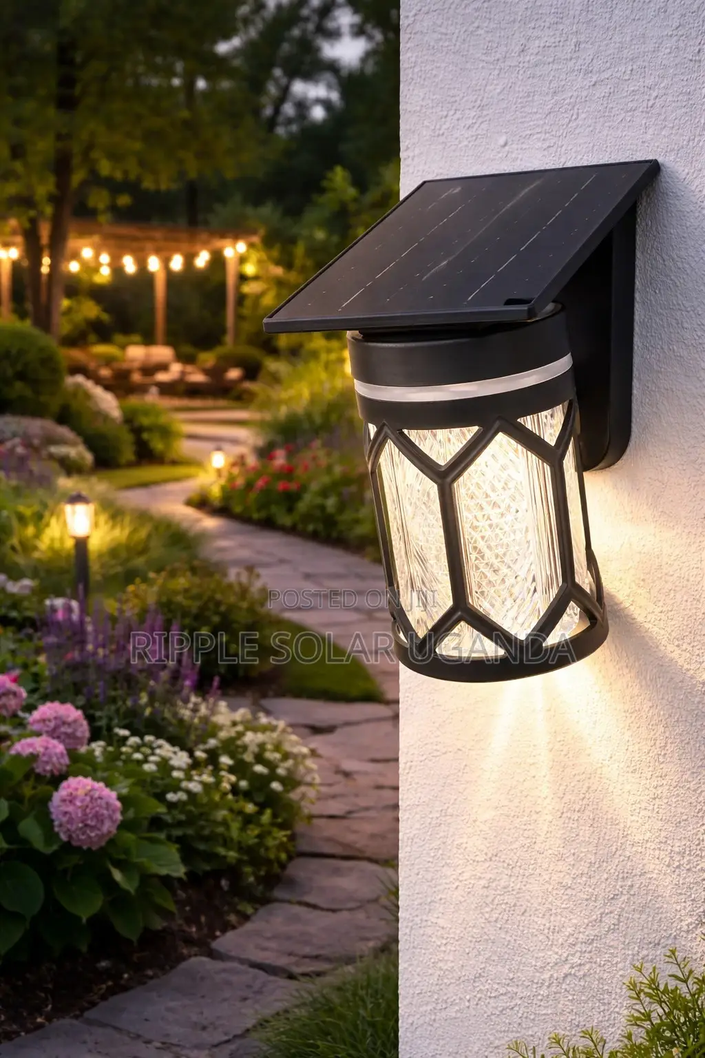Solar Garden Wall Light Waterproof Outdoor Fence Lamp With Panel