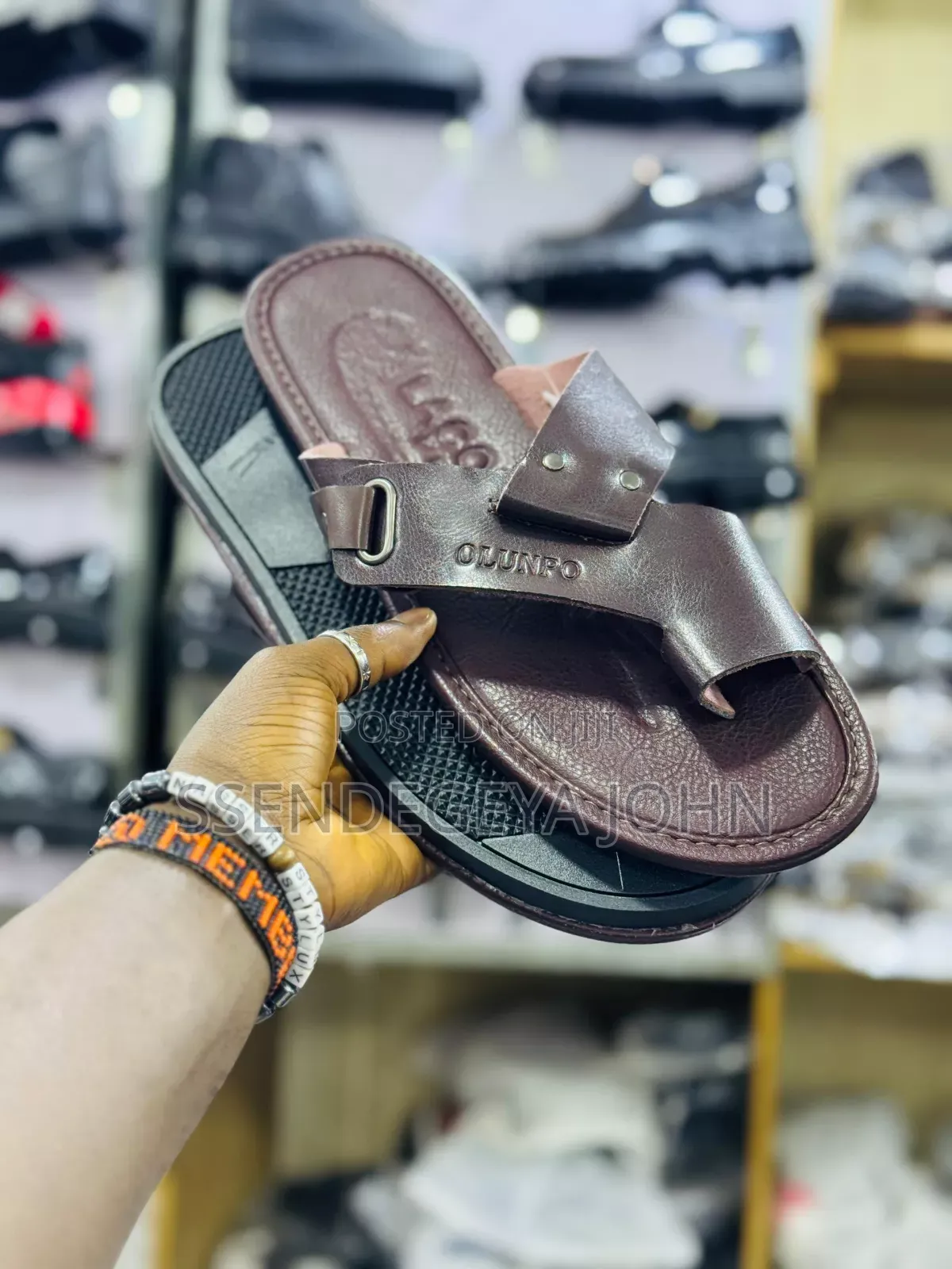 Pair of Brown Leather Men's Slippers