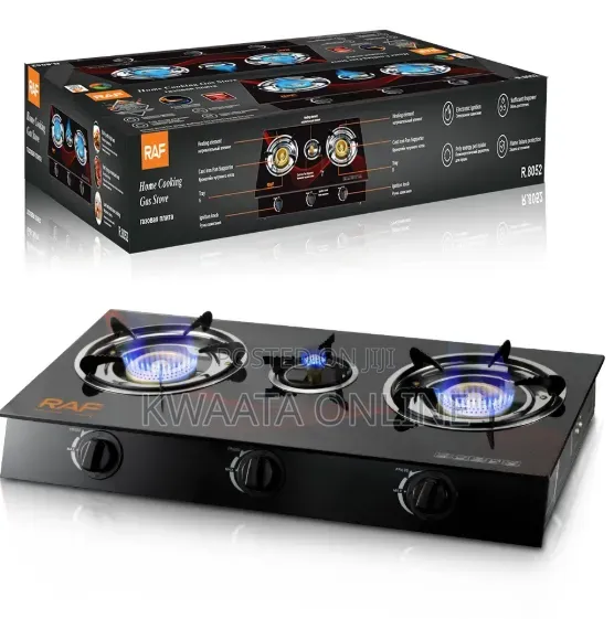Raf Ignition Cooker 3 Burners Gas Stove With Glass Top