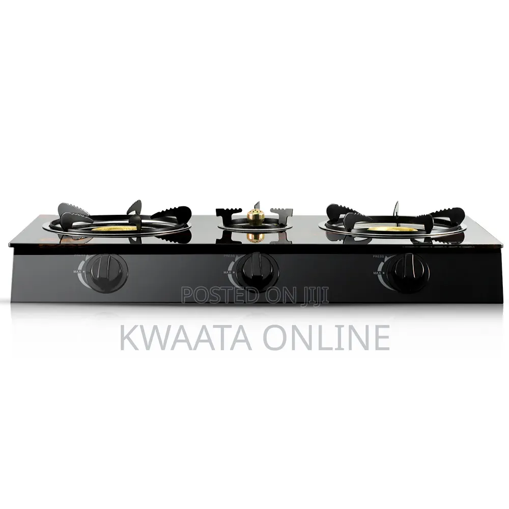 Raf Ignition Cooker 3 Burners Gas Stove With Glass Top