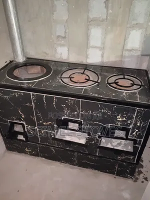 Three Burners Charcoal Firewood Stove With A Work Space
