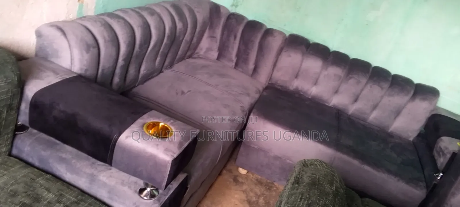 High Density Fabric L Sofa Set