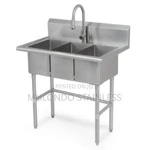 Commercial Stainless 3- Bowls Kitchen Sink