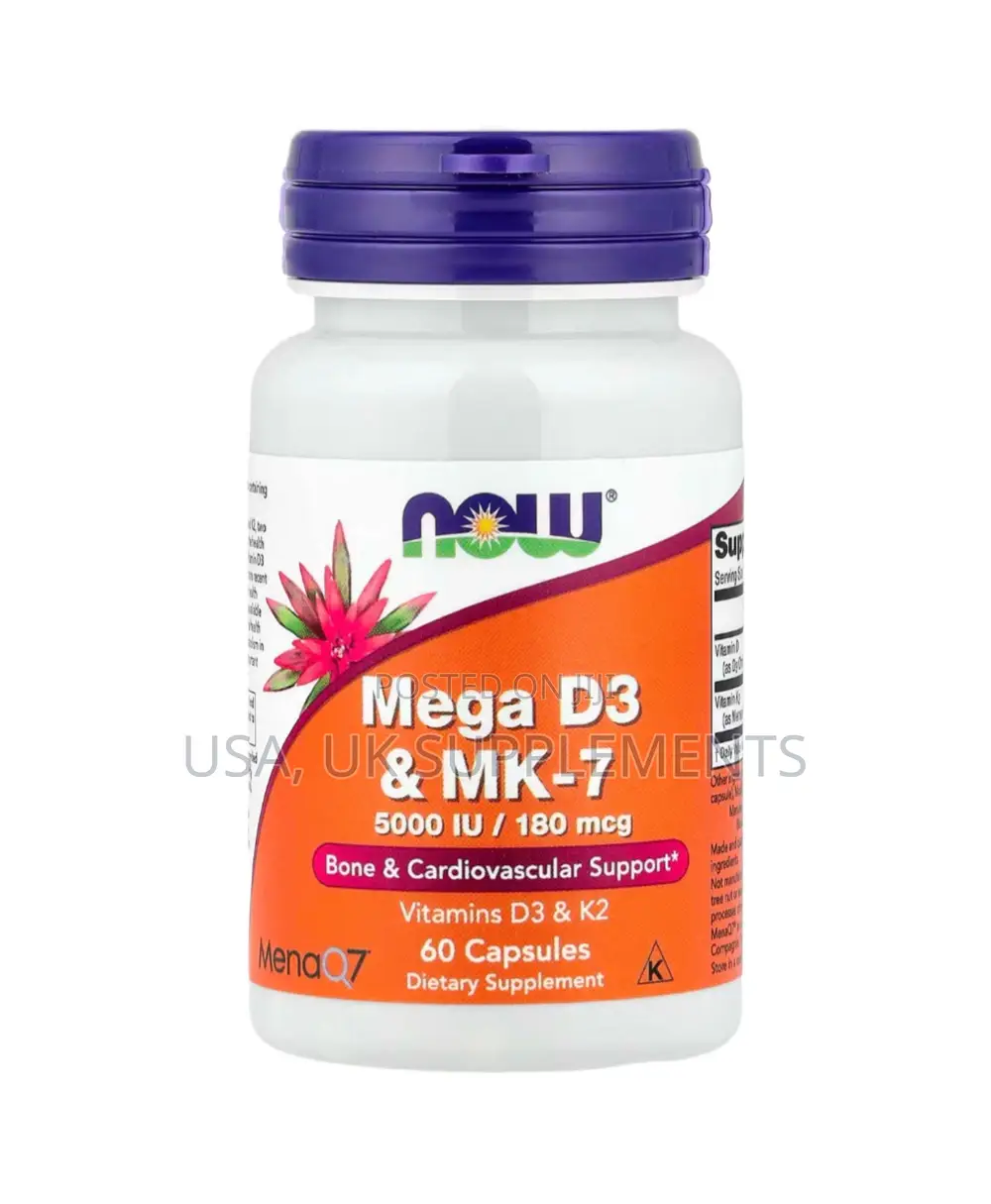 Now Mega D3 and Mk-7 5000iu 180mcg 60capsules