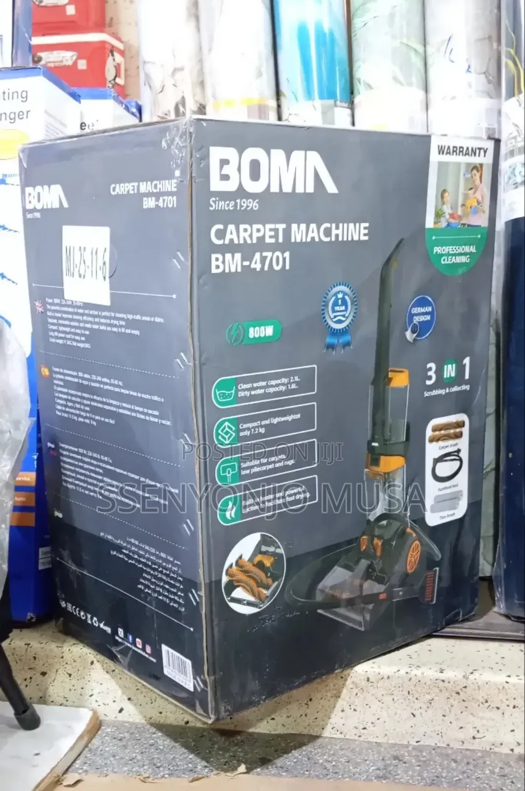 Boma Spot Cleaner Vacuum 800w – 3-in-1 Carpet Upholstery Cleaner