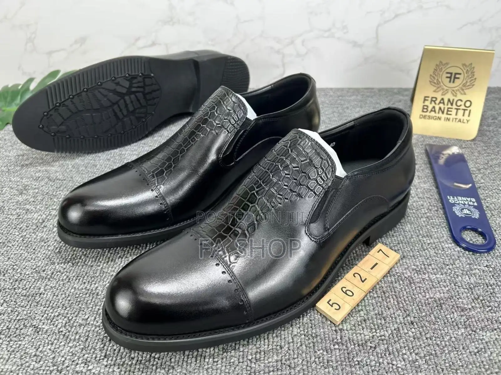 Men’S Classic Black Italian Design Slip-on Shoes – New