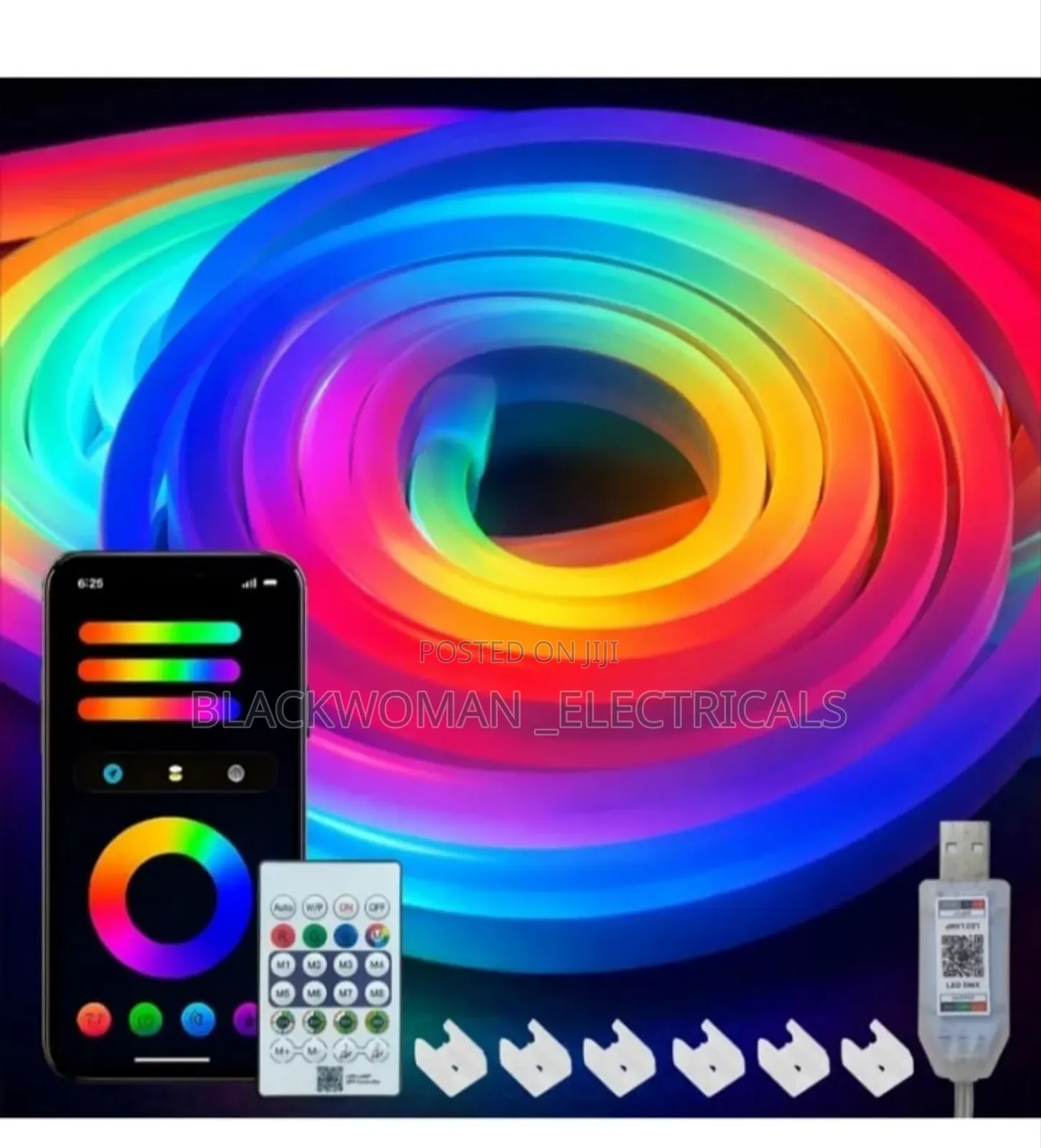 Running Neon Striplight Controlled on Remote N Phone, Has 5meters.