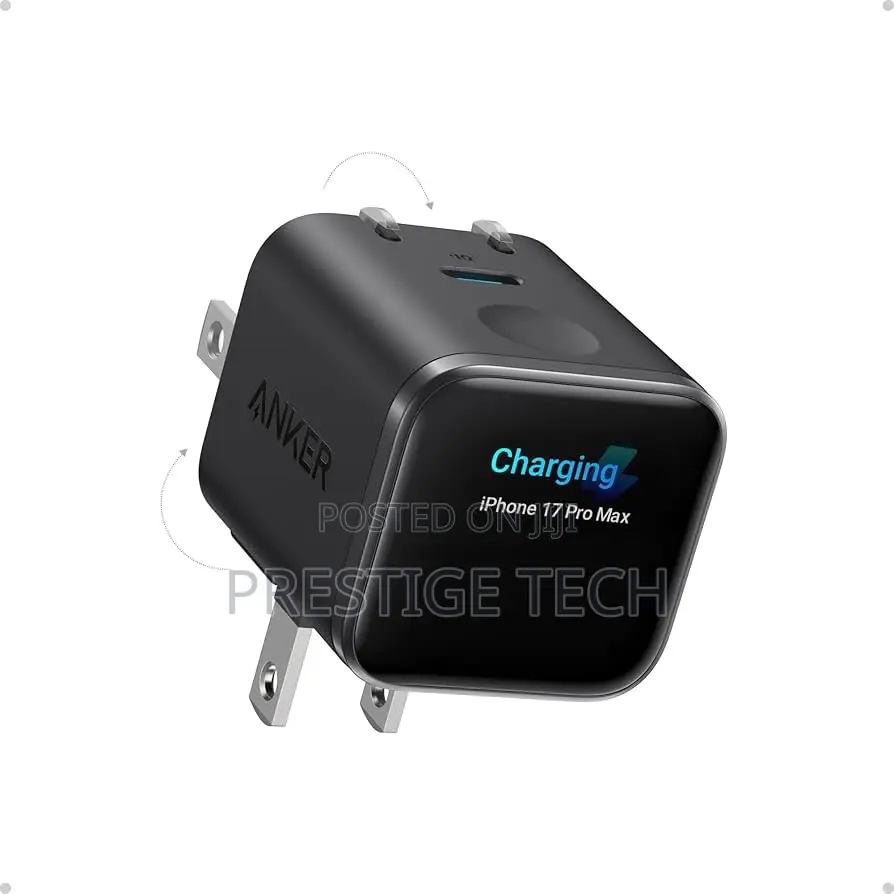 Anker Nano Usb C Wall Charger, 45w, Smart Display, 180° Foldable Plug