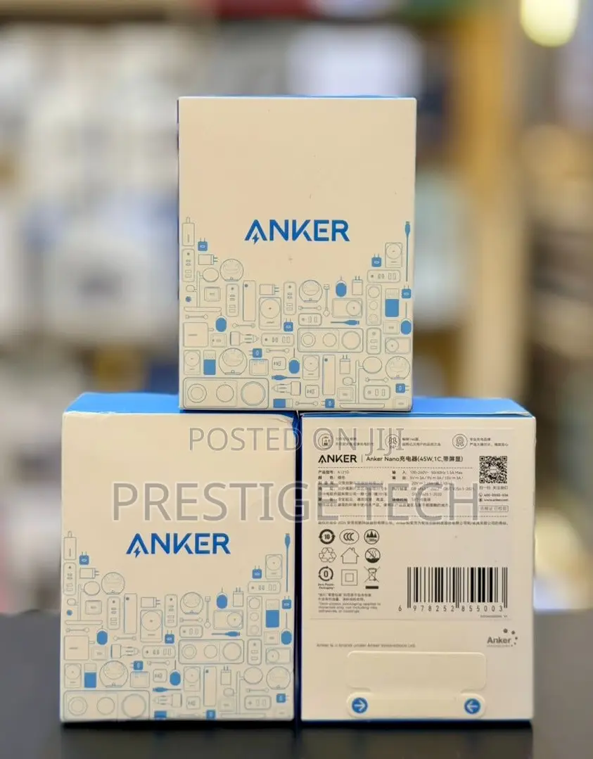 Anker Nano Usb C Wall Charger, 45w, Smart Display, 180° Foldable Plug