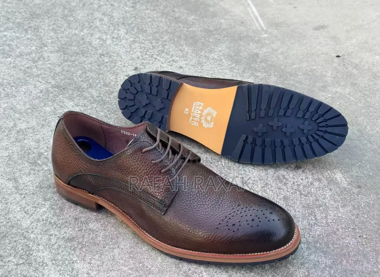 Men’S Classic Dark Tan Franco Banetti Formal Oxford Shoes