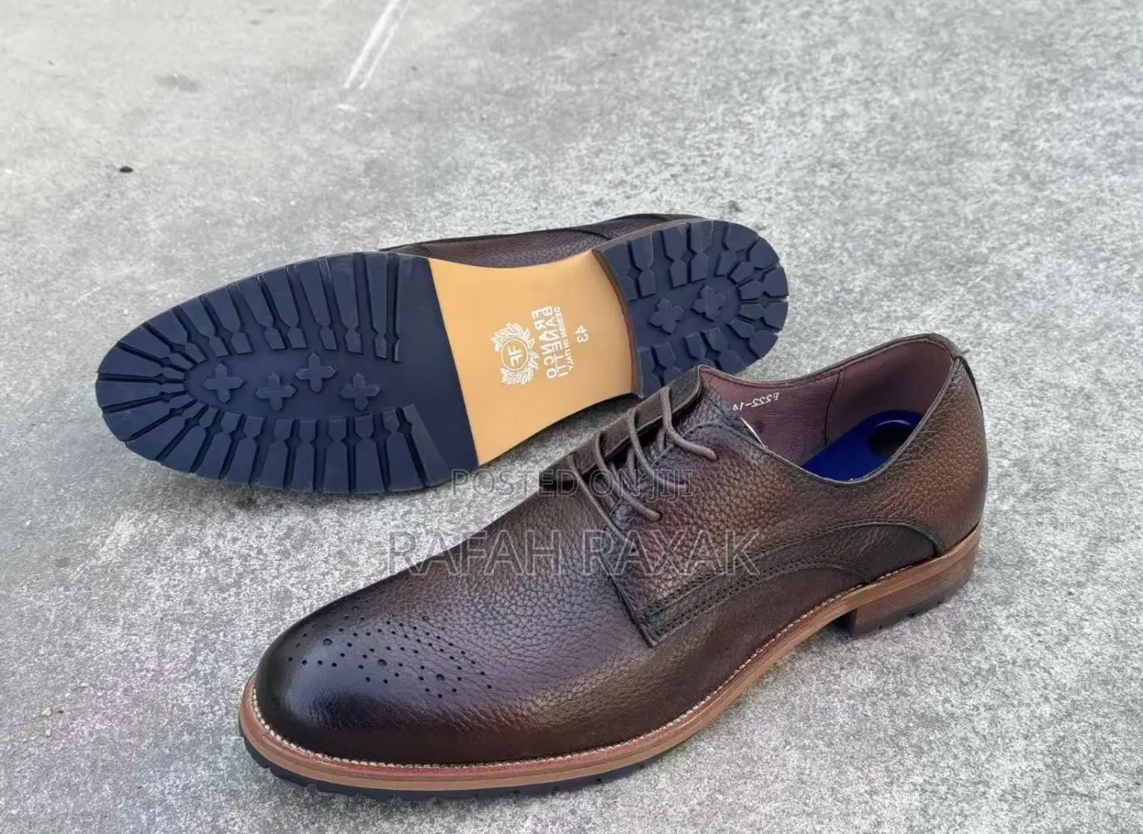 Men’S Classic Dark Tan Franco Banetti Formal Oxford Shoes