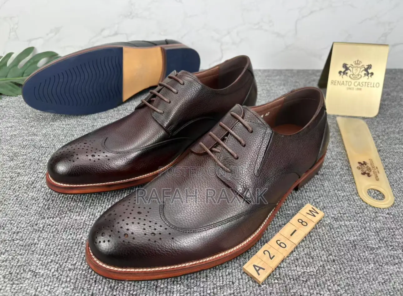 Original Men’S Dark Tan Renato Castello Oxford Leather Formal Shoes