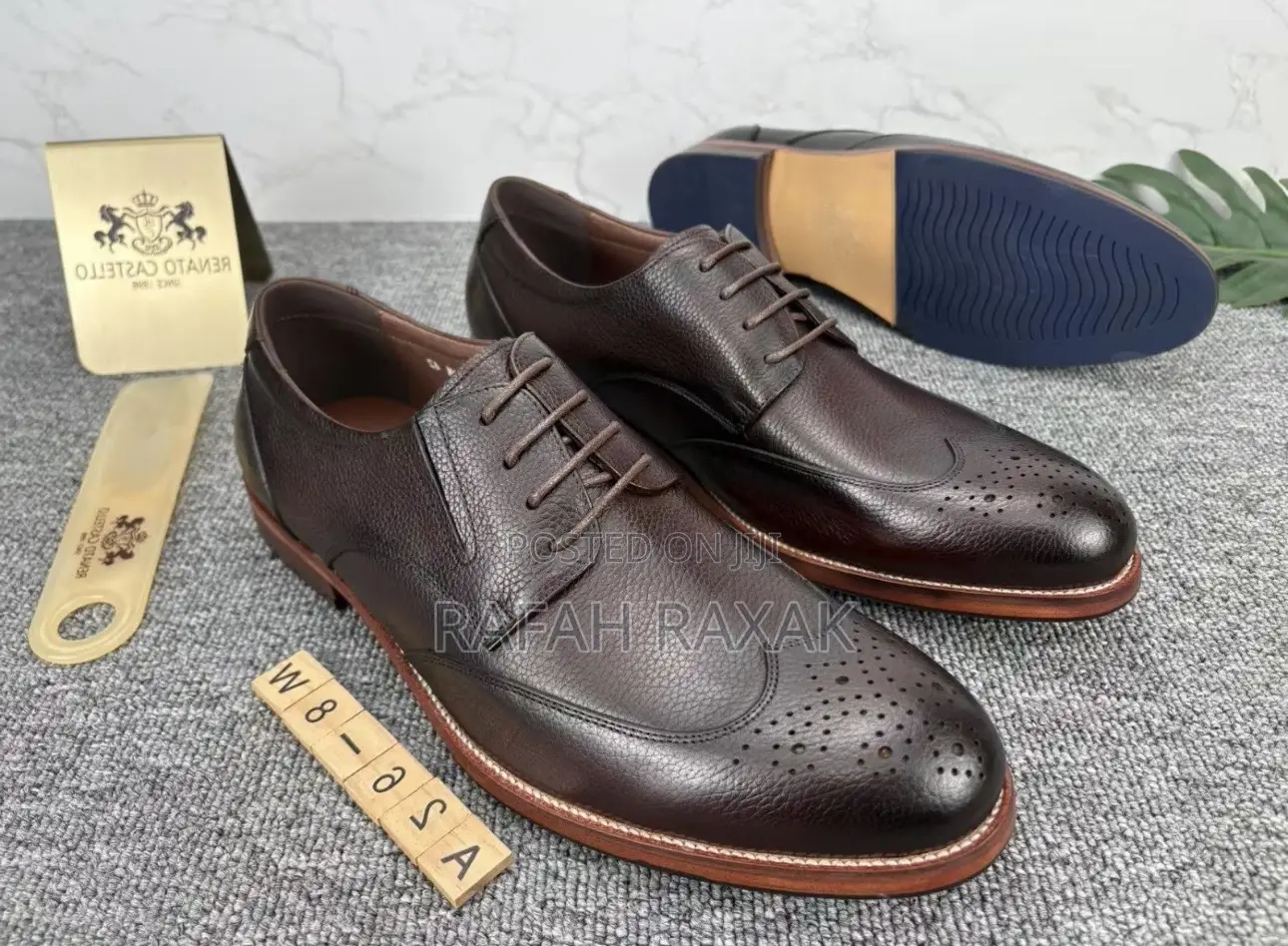Original Men’S Dark Tan Renato Castello Oxford Leather Formal Shoes