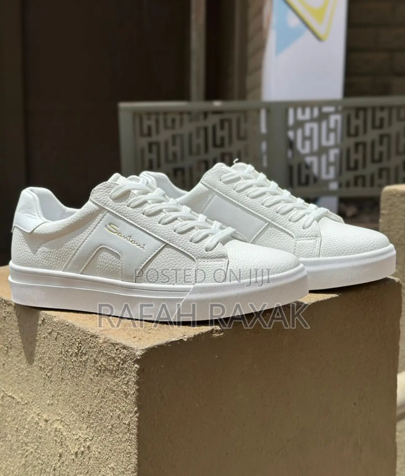 Original White Santoni Milano Casual Leather Shoes