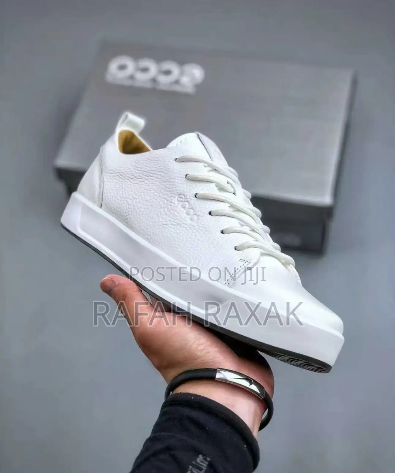 Ecco Men’S Soft Leather White Golf Shoes