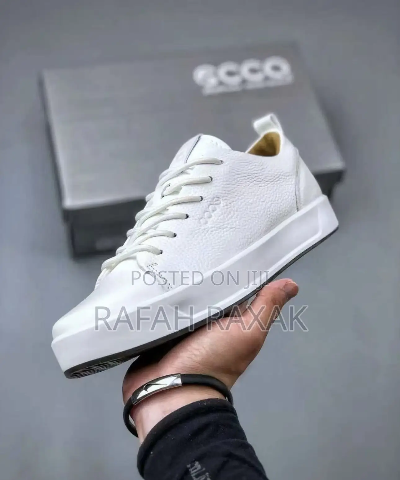 Ecco Men’S Soft Leather White Golf Shoes