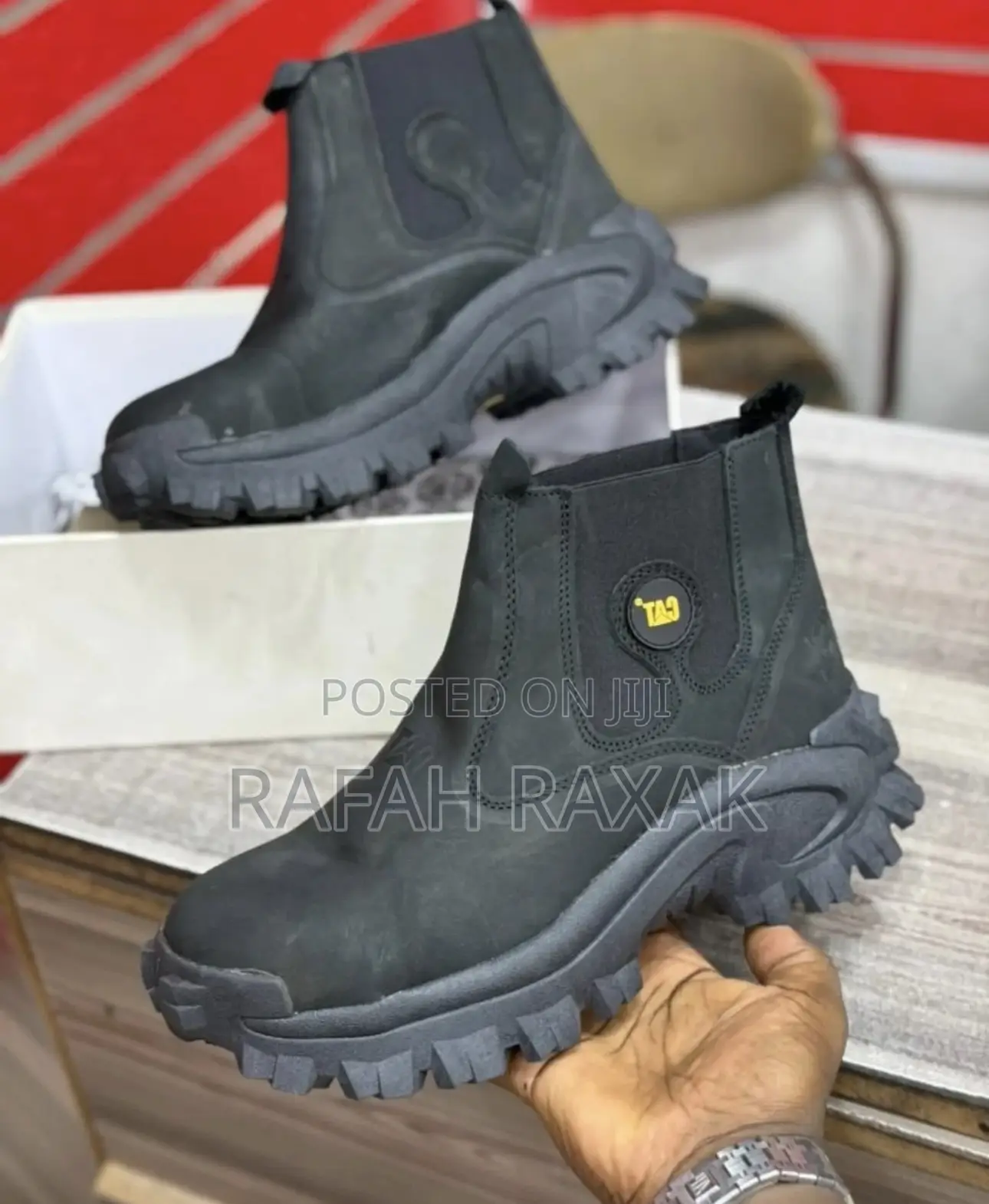 Original Men’S Black Caterpillar Classic Cat Hard Work Chelsea Boots