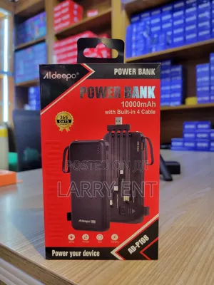 Aldeepo 10000mah Power Bank - 4 Built-in Cables - No Wires Needed