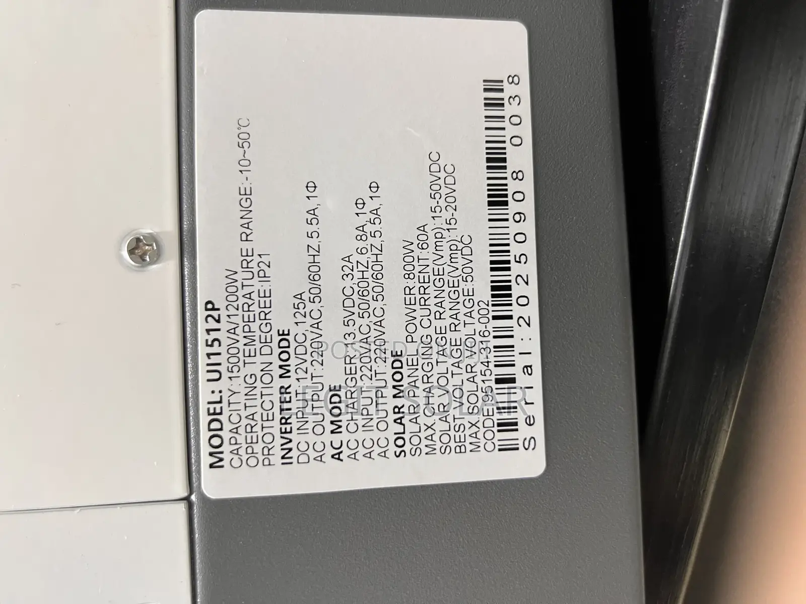  1500va / 1200w Hybrid Solar Inverter (Model: Ui1512p)