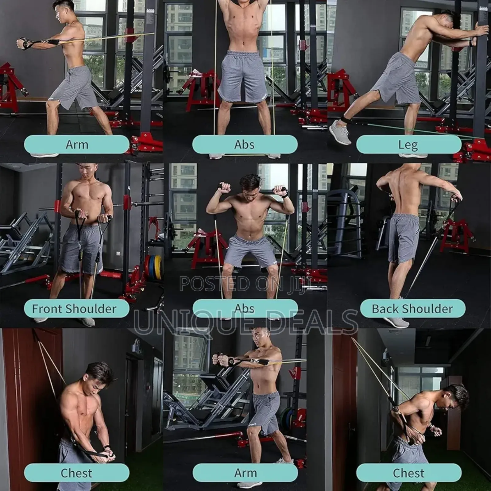 11 Piece Gym Power Resistance Band Set for Workout