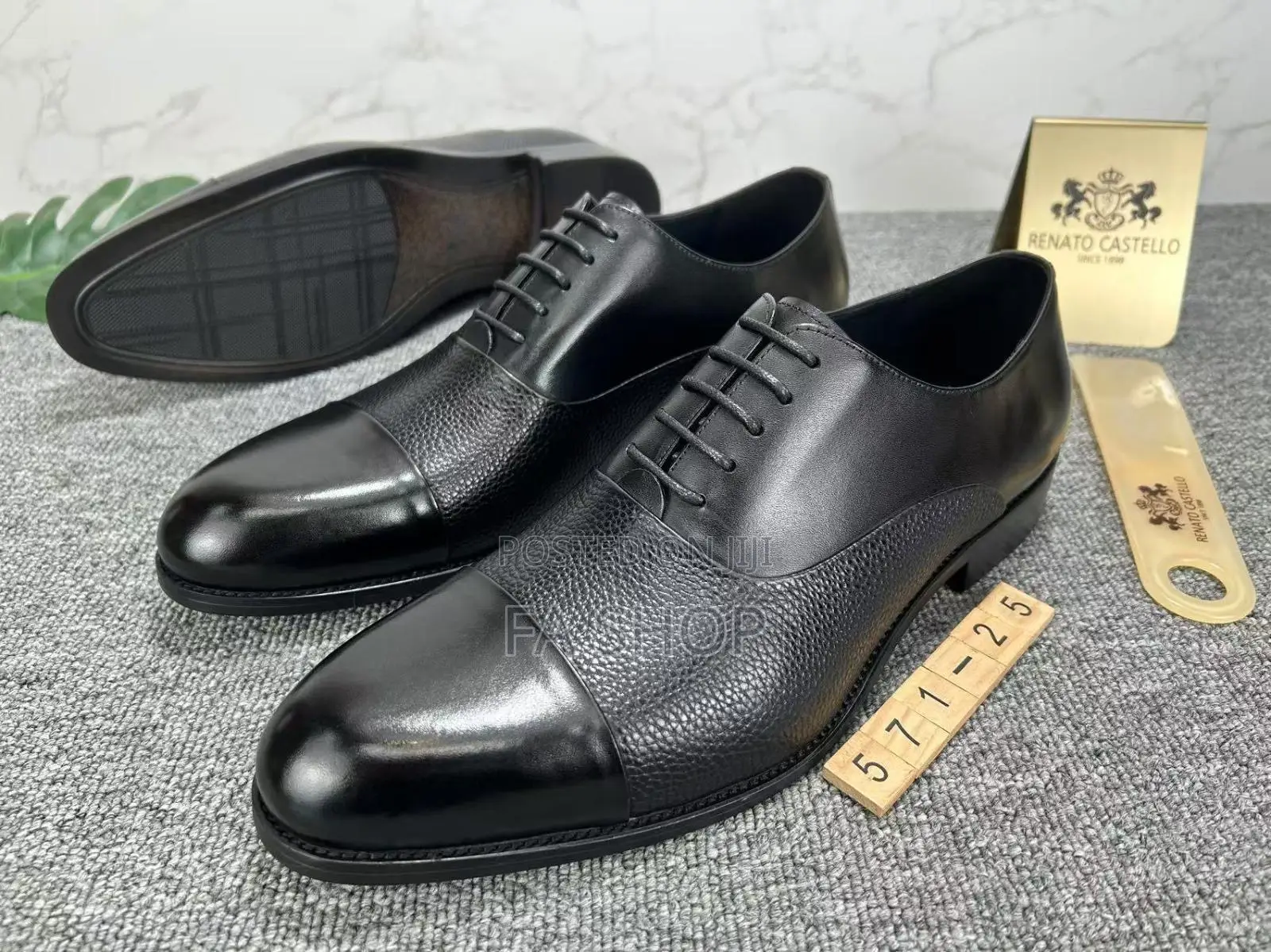 Men’S Premium Black Leather Office Shoes (Brand New)