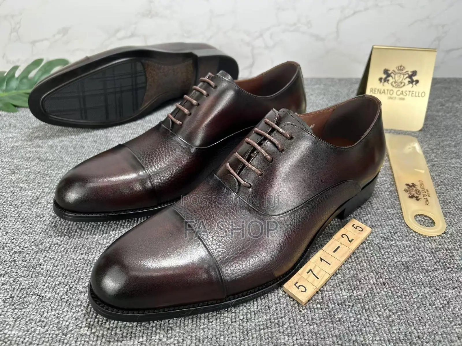 Men’S Premium Black Leather Office Shoes (Brand New)