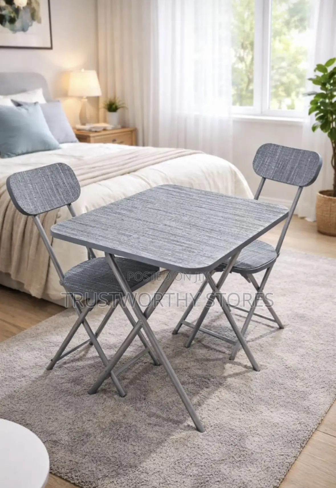 Table Set With 2 Chairs - X-Shaped