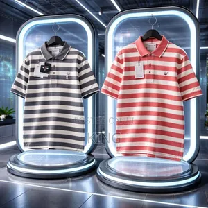 Striped Polo Shirts. Red, Teal, Mustard, Grey