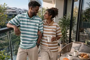 Striped Polo Shirts. Red, Teal, Mustard, Grey