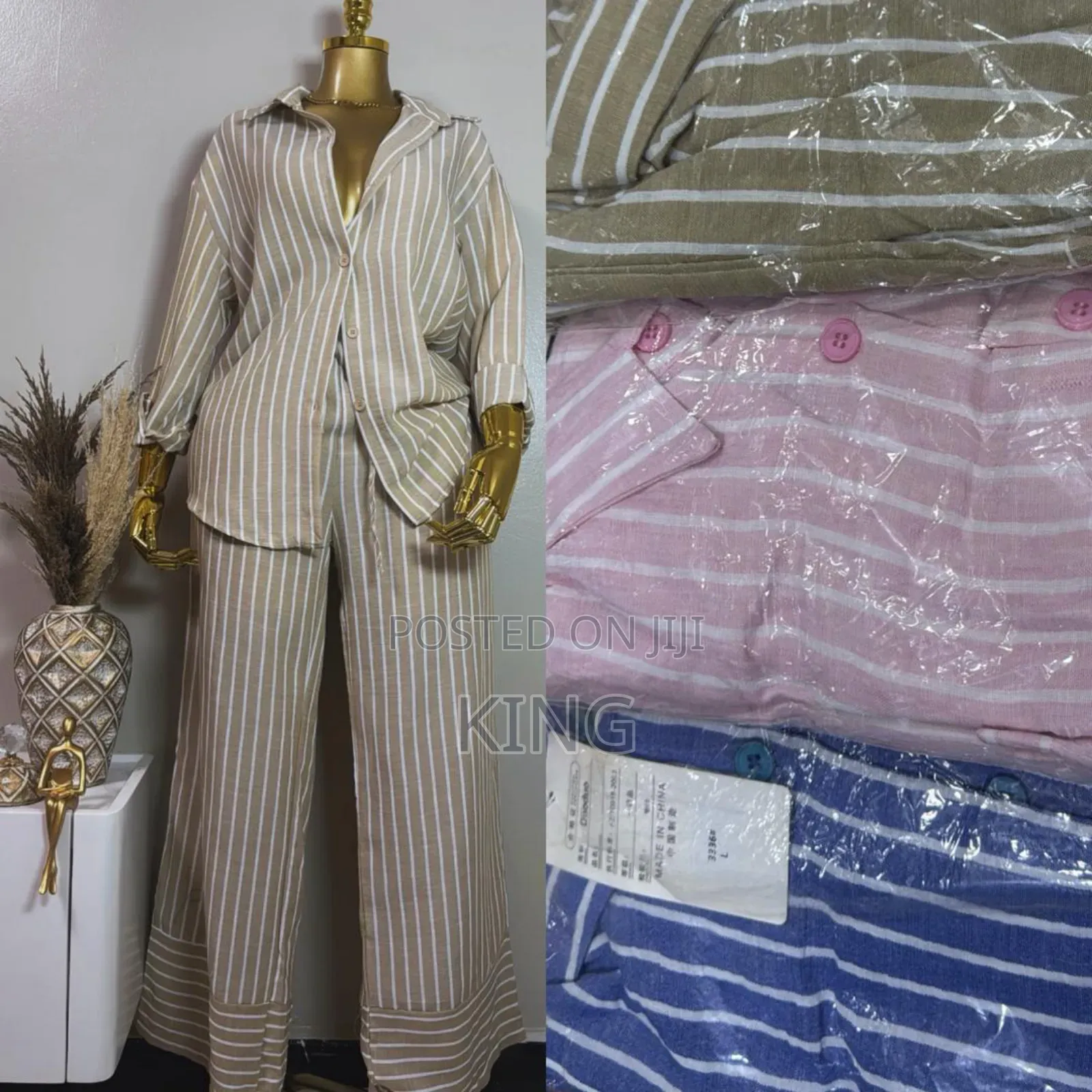 Boohoo Women's Maternity Linen Stripe Set,