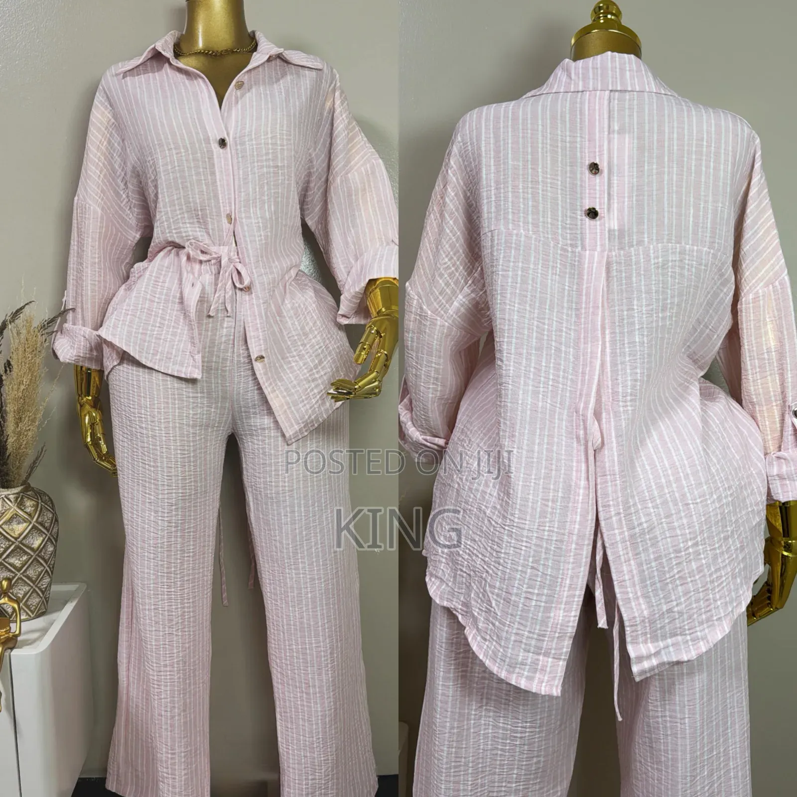 Ladies Trendy Linen Two-Piece Set