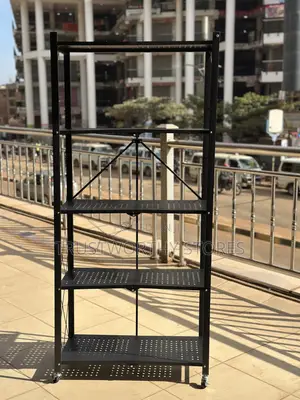 Durable Folding Rack With Rollers - 5 Tiers