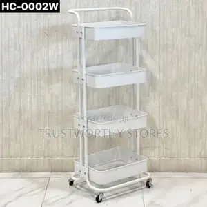 4 Layers Metallic Rolling Organizer With a Handle and Mesh Baskets
