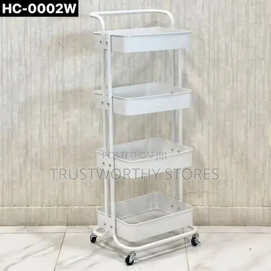 4 Layers Metallic Rolling Organizer With a Handle and Mesh Baskets