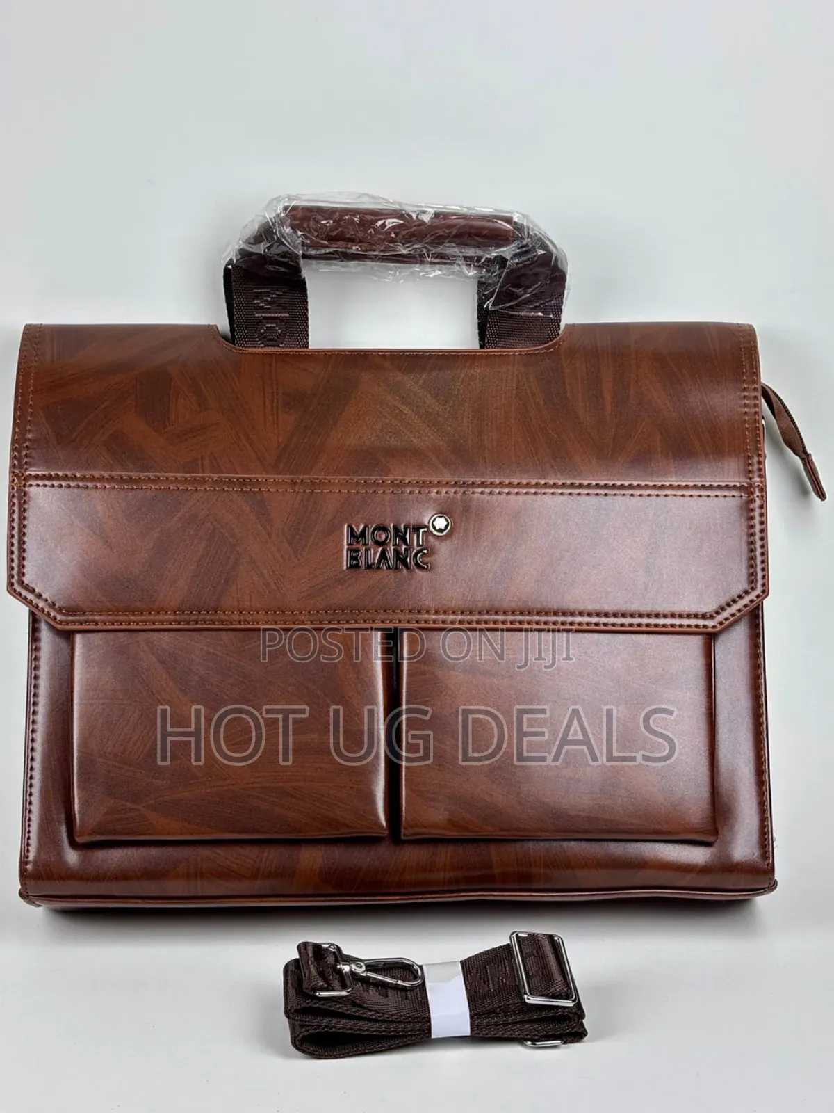 Leather Briefcase for Men 14-Inch Laptop Bag With Lock Luggage Strap