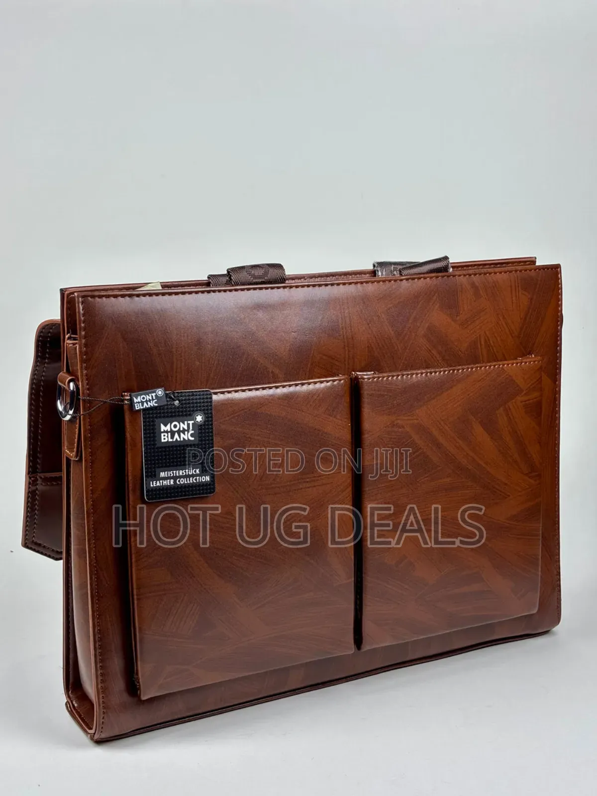 Leather Briefcase for Men 14-Inch Laptop Bag With Lock Luggage Strap